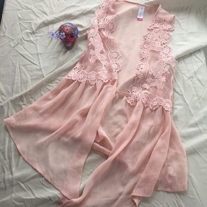 Blush lace vest